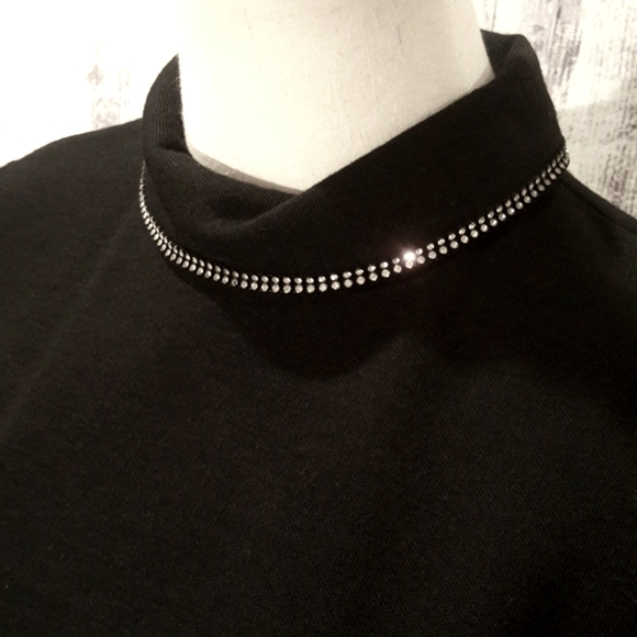 RARE Vintage Professionally Tailored Elegant Rhinestone Neckline Black Tie Top S - Picture 7 of 16